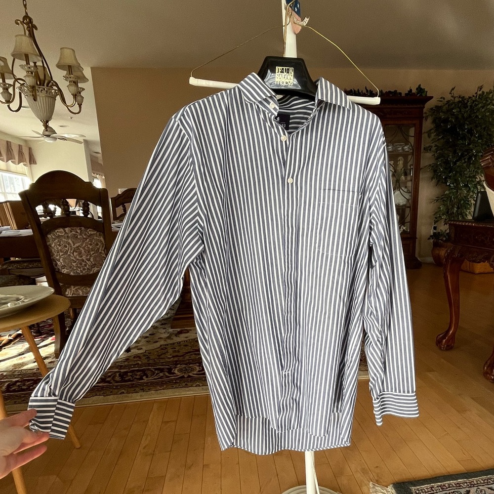 Stafford blue and white long sleeved button up shirt